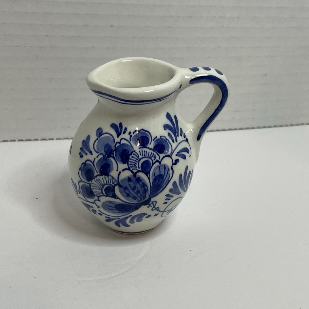 Vintage De Delftse Mini-Pitcher Creamer Delft Pottery Three Stars D.P. Holland